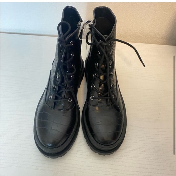 142. Jessica Simpson Enita Combat Lace-up Bootie In Black MSRP $149 - Picture 3 of 5